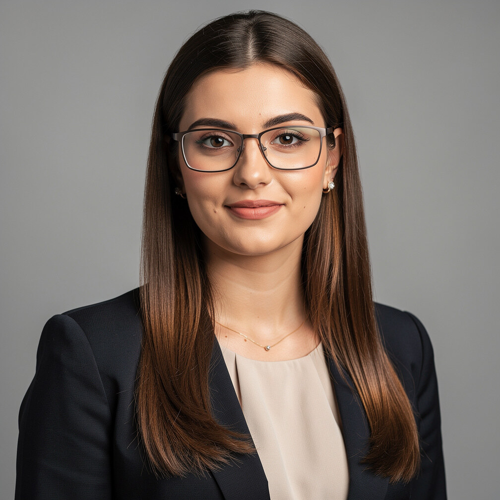 Studio portrait of a young Portuguese woman, data journalist