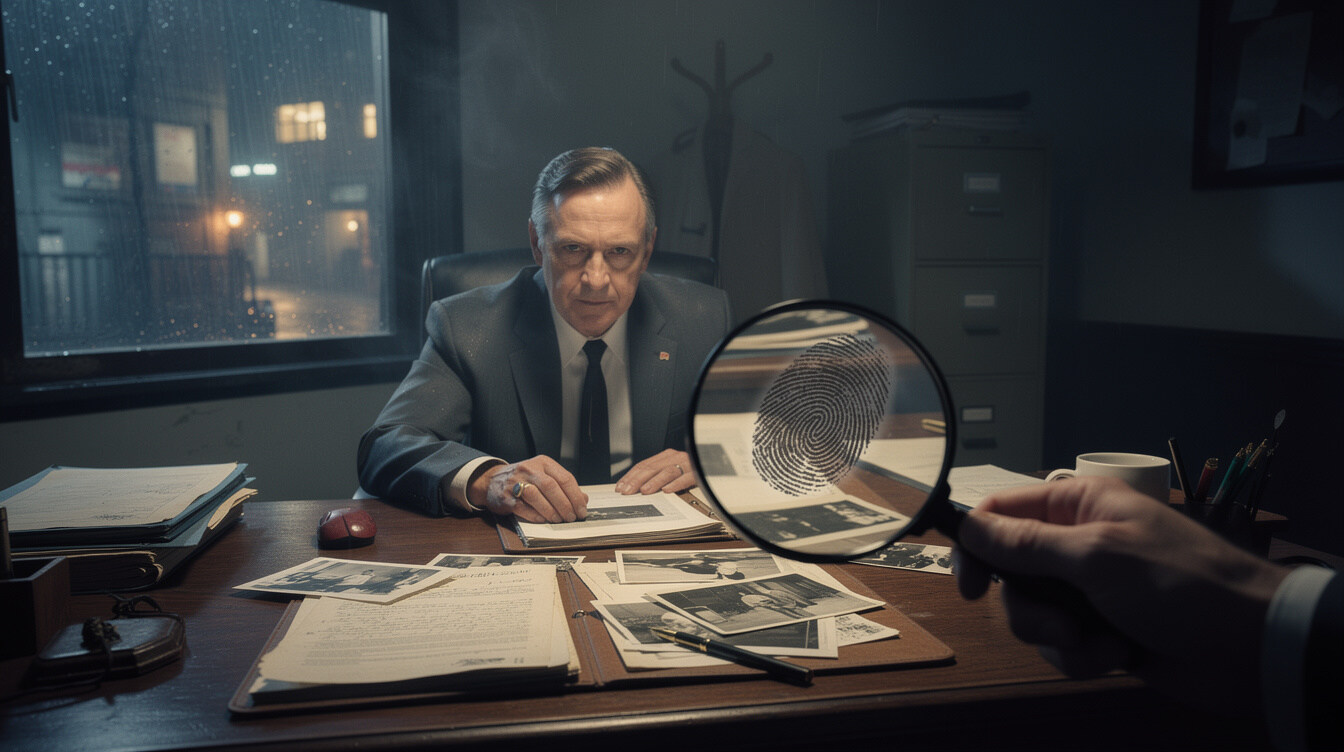 detective examining evidence