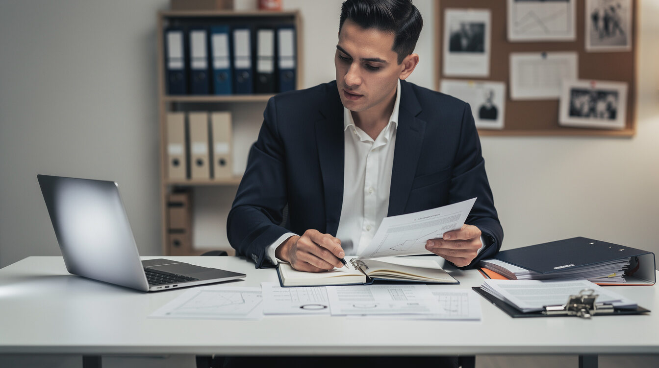 person checking documents
